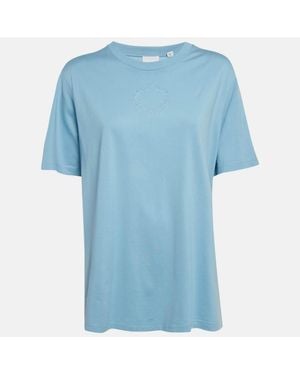 Pre-owned Burberry Logo Embroidery Cotton Crew Neck T-shirt - Blue