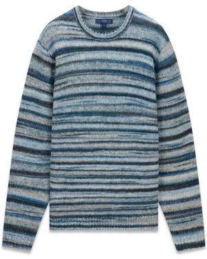 Guess Zayn Wool-blend Striped Crewneck Long-sleeve Sweater - Blue