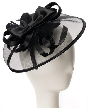 August Accessories Net Fascinator Hat - Black