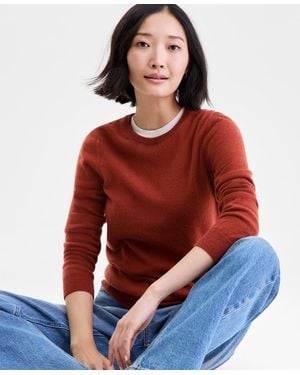 Charter Club Long-sleeve 100% Cashmere Crewneck Sweater - Red