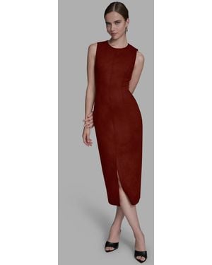 BCBGMAXAZRIA Crew Neck Sleeveless Midi Dress - Red