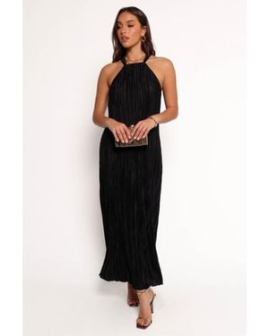 Petal & Pup Melody Plisse Halter Maxi Dress - Black