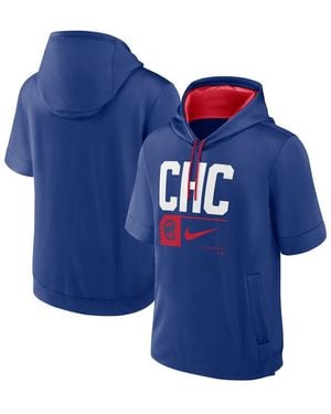 Nike Royal Chicago Cubs Tri Code Lockup Short Sleeve Pullover Hoodie - Blue