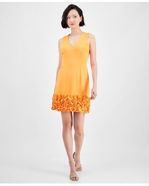 Donna Ricco Ruffle-hem Sheath Dress - Pink