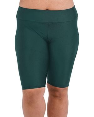 Calypsa Plus Size Long Bike Swim Shorts - Green