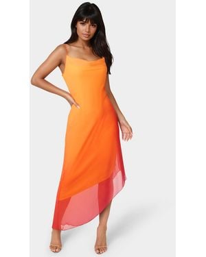 Bebe Ombre Cowl Assy Dress - Orange