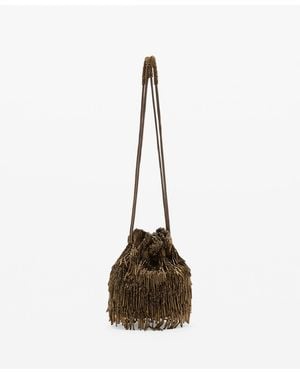 Mango Beaded Handbag - Natural