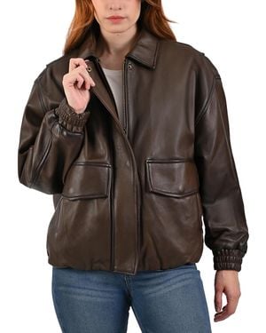 Frye S Lamb Leather Jacket - Brown
