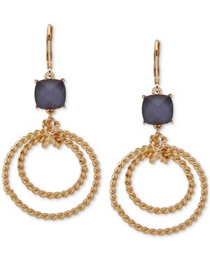 Anne Klein Gold-tone Stone Twisted Rope Orbital Earrings - Metallic