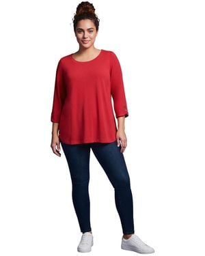 Avenue Sabrina Button Detail Top - Red