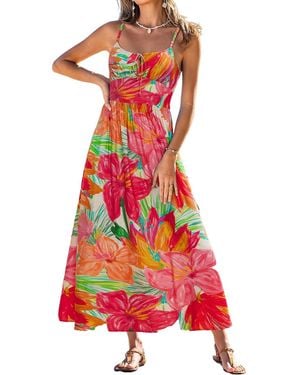 CUPSHE Wild Hibiscus Floral Maxi Beach Dress - Red