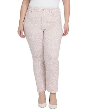 NYDJ Plus Size Billie Mini High-rise Animal-print Straight-leg Jeans - Pink