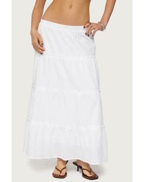 Edikted Charlotte Tiered Maxi Skirt - White
