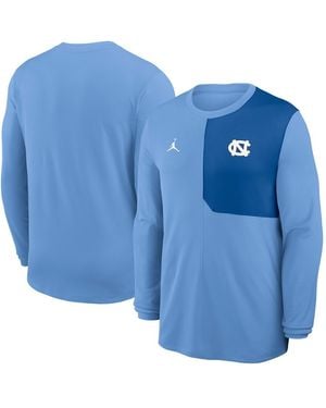 Nike North Carolina Tar Heels 2025 Sideline Coach Uv Performance Long Sleeve T-shirt - Blue