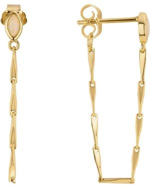 Macy's Plated Simulated Opal Chain Front And Back Post Drop Earrings - Metallic