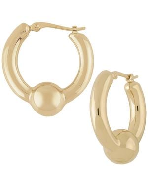 Macy's Sculptured Tube Hoop With Ball Earrings - Metallic