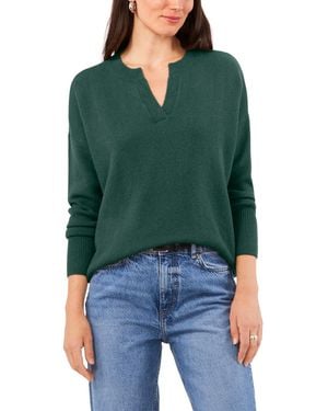 Vince Camuto Cozy V-neck Dropped-shoulder Sweater - Green