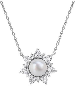 Macy's Cultured Freshwater Pearl & Created Sapphire (2 Ct. T.w. - Metallic