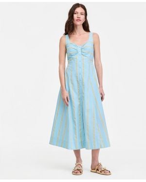 On 34th Cotton Sweetheart-neck Button-front Midi Dress - Blue