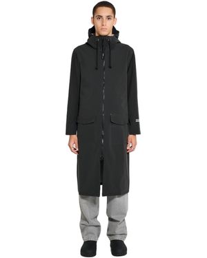 Stutterheim Stockholm Long Patch Matte Raincoat - Black
