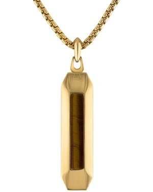 Bulova Stainless Steel Gemstone Pendant Necklace - Metallic