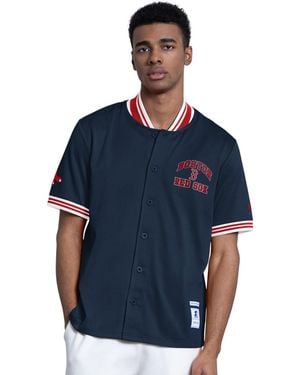 Starter Boston Red Sox Button-up Short Sleeves Jacket - Blue