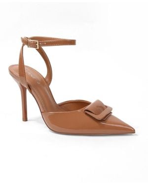 BERNESS Cindee Patent Buckle Stiletto Pumps - Brown