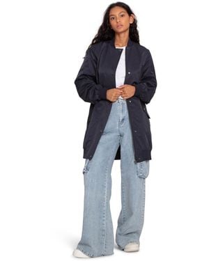 Belle & Bloom Chasing You Long Bomber Jacket - Blue