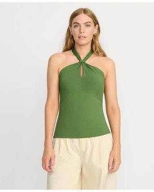 Lands' End Slender Twist Front Halter Top - Green