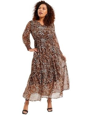 June + Vie June + Vie June + Vie Tiered Maxi Dress - Brown