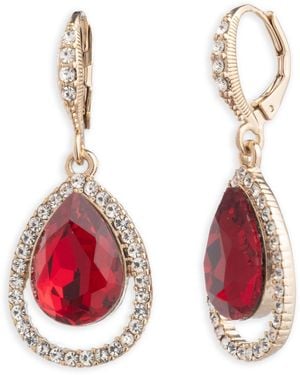 Givenchy Rhodium Emerald Silver-tone Pear Drop Earrings - Red