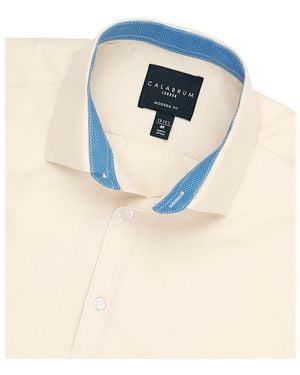 Calabrum Regular Fit Solid Wrinkle Free Performance Dress Shirt - Blue