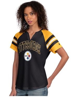 Starter Pittsburgh Steelers Game On Notch Neck Raglan T-shirt - Black