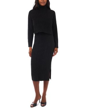 1.STATE 2-piece Turtle Neck Sweater And Midi Dress Set - Black