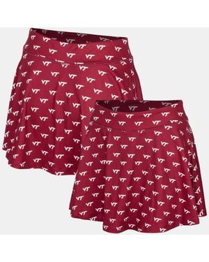 ZooZatZ Virginia Tech Hokies High-waisted Mini Allover Print Skort - Red