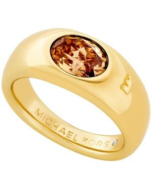 Michael Kors 14k Gold-plated Brass Oval Stone Ring - Metallic