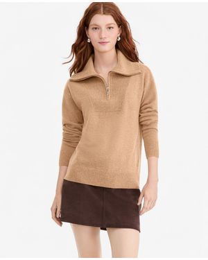 Charter Club 100% Cashmere Quarter-zip Sweater - Brown
