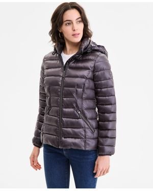 Michael Kors Michael Hooded Shine Packable Puffer Coat - Purple