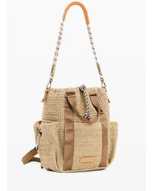 Desigual Raffia Backpack, Paper - Natural