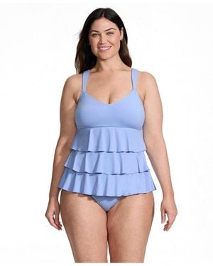 Lands' End Ruffle Fauxkini One Piece Swimsuit - Blue
