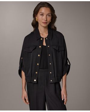 Donna Karan Collared Neck Buton-front Shirt Jacket - Black