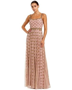 Mac Duggal Petite Square Neck Sleeveless Embellished Evening Gown - Multicolor