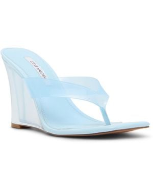 Steve Madden Katrine Wedge Thong Sandals - Blue