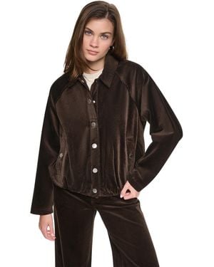 DKNY Petite Modern-fit Snap-front Cotton-blend Jacket - Black