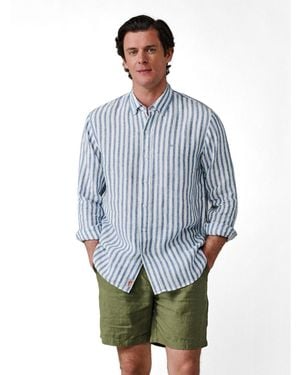 aubi Worlaby Linen Long Sleeve Shirt - Blue