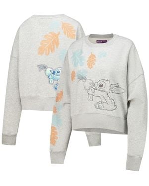 FREEZE MAX Lilo And Stitch Hold On Tight Loose Fit Cropped Pullover Sweatshirt - White