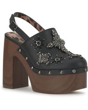Jessica Simpson Cazea Platform Block Heel Cozy Clogs - Black