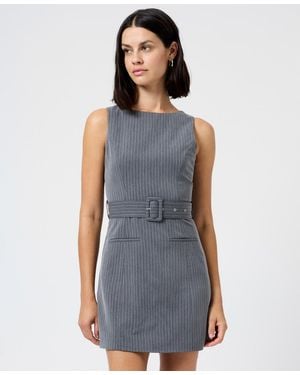 French Connection Minka Pinstripe Belted Boat Neck Mini Dress - Blue