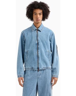 ARMANI EXCHANGE | Full-zip Denim Bomber Jcket - Blue