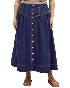 City Chic Plus Size Ari Denim Skirt - Blue